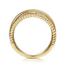 14K Yellow Gold Twisted and Plain Criss Cross Ring