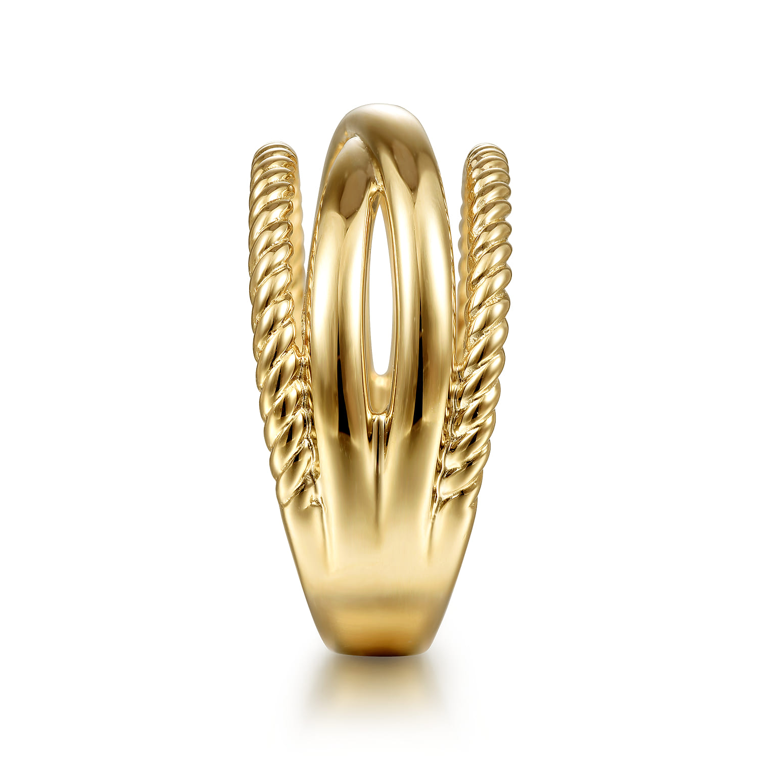 14K Yellow Gold Twisted and Plain Criss Cross Ring - Shot 4