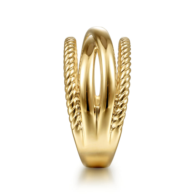 14K Yellow Gold Twisted and Plain Criss Cross Ring - Shot 4