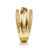 14K Yellow Gold Twisted and Plain Criss Cross Ring