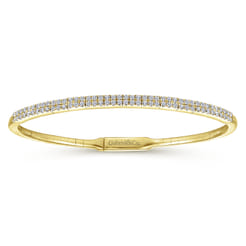 14K Yellow Gold Two Row Diamond Bangle