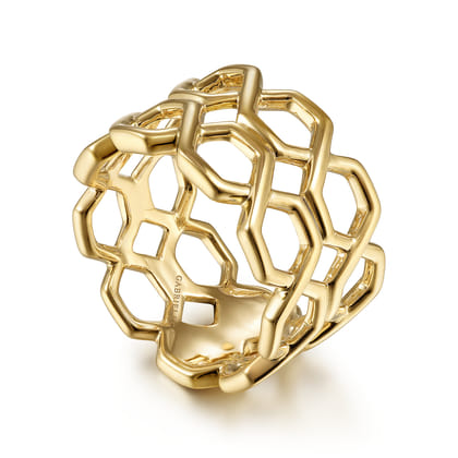 14K Yellow Gold Two Row Twisted Band Ring