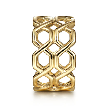 14K Yellow Gold Two Row Twisted Band Ring