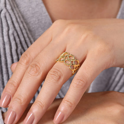 14K Yellow Gold Two Row Twisted Band Ring