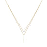 14K Yellow Gold Two Strand Diamond Bar and Bujukan Beaded Pendant Necklace - 0.05 ct