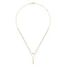 14K Yellow Gold Two Strand Diamond Bar and Bujukan Beaded Pendant Necklace - 0.05 ct