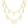 14K Yellow Gold Two Strand Necklace with Marquise Shape Drops