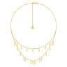 14K Yellow Gold Two Strand Necklace with Marquise Shape Drops