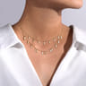 14K Yellow Gold Two Strand Necklace with Marquise Shape Drops