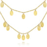 14K Yellow Gold Two Strand Necklace with Oval Shape Drops