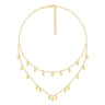 14K Yellow Gold Two Strand Necklace with Oval Shape Drops