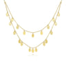 14K Yellow Gold Two Strand Necklace with Oval Shape Drops