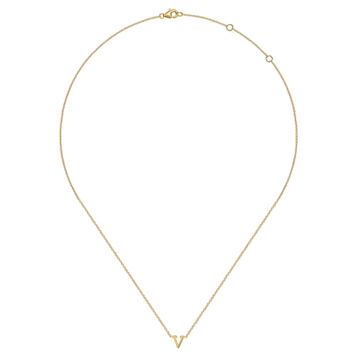 14K Yellow Gold V Initial Necklace - Shot 2
