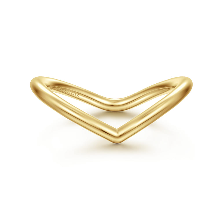 14K Yellow Gold V Matching Wedding Band - Shot 1