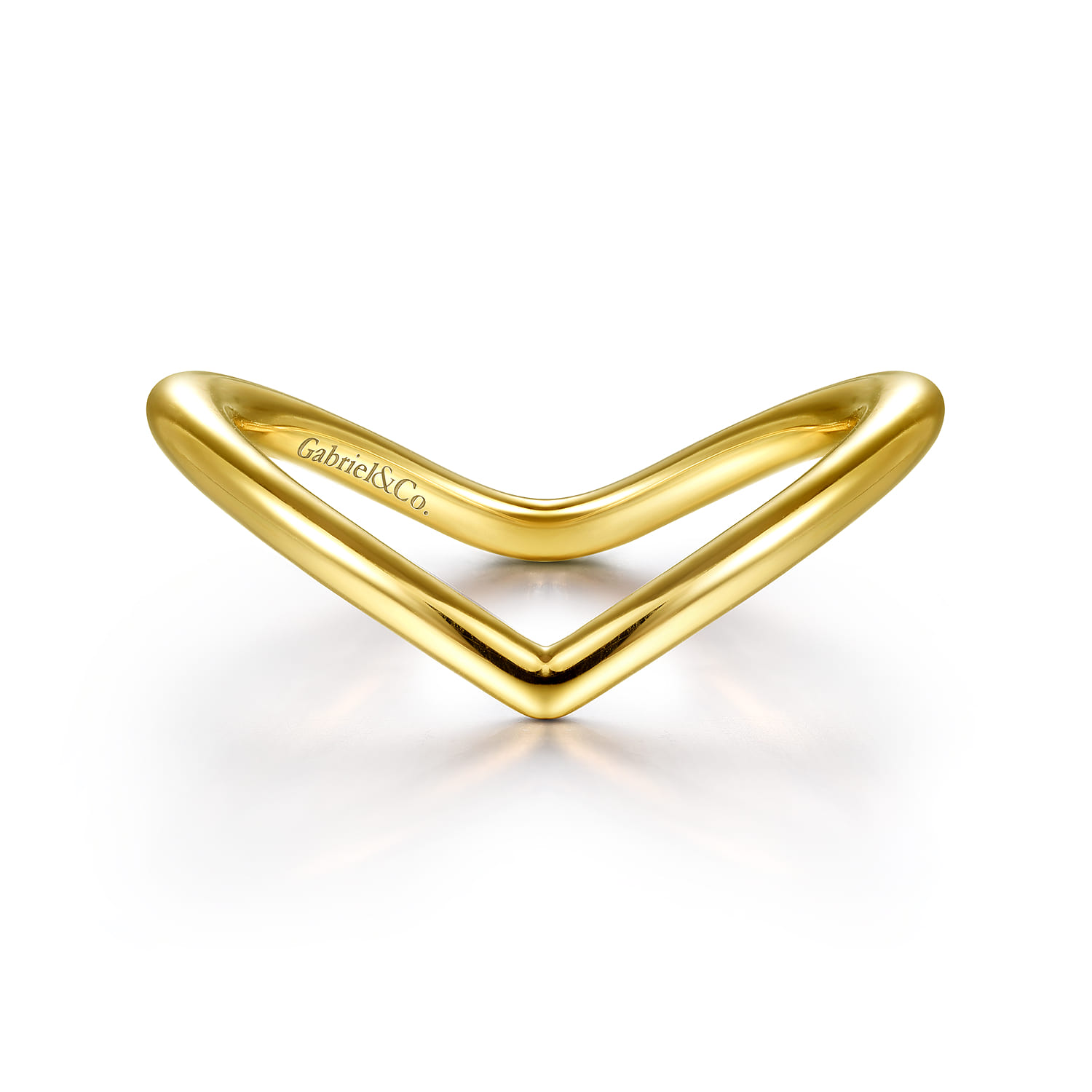 14K Yellow Gold V Matching Wedding Band - Shot 1