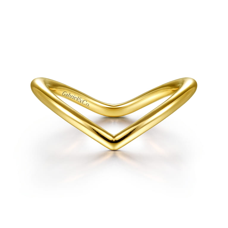 14K Yellow Gold V Matching Wedding Band - Shot 1