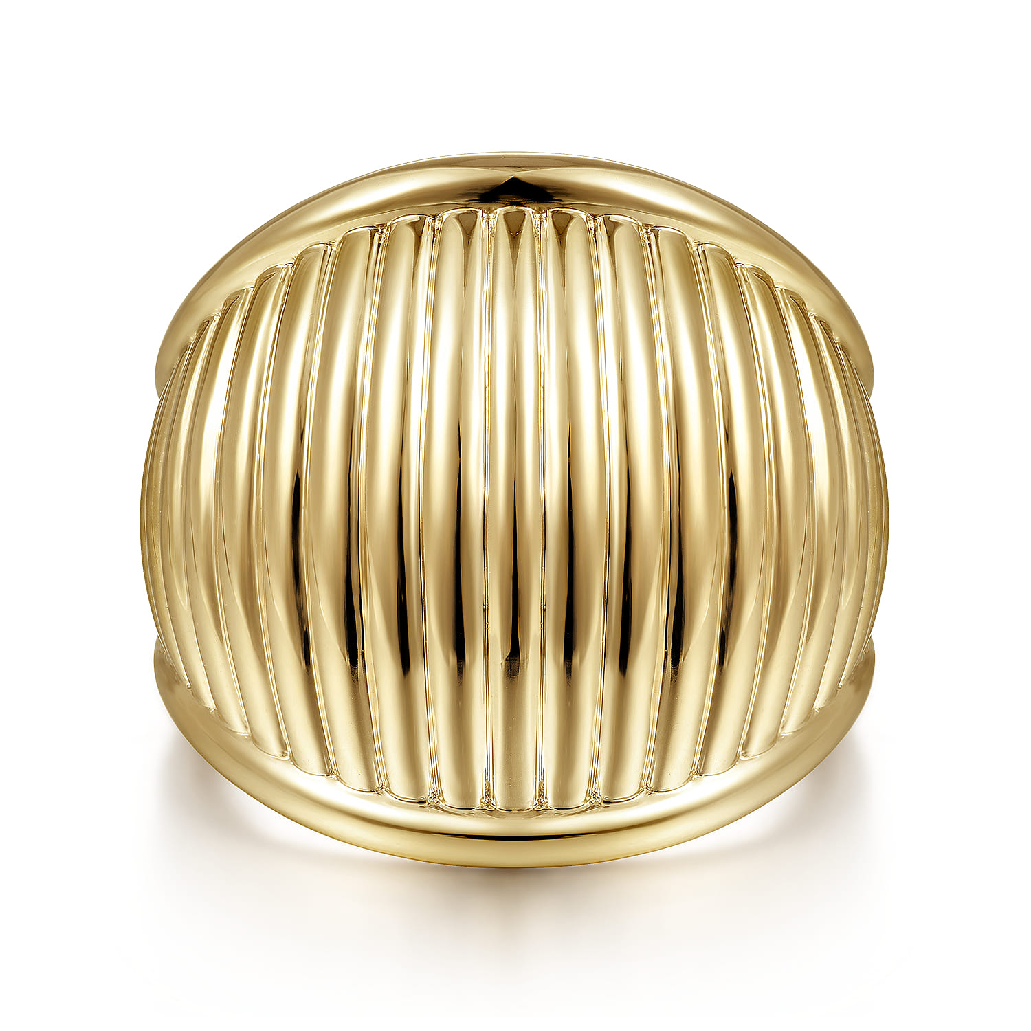 14K Yellow Gold Vertical Line Cigar Puff Band - Shot 1