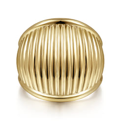 14K Yellow Gold Vertical Line Cigar Puff Band