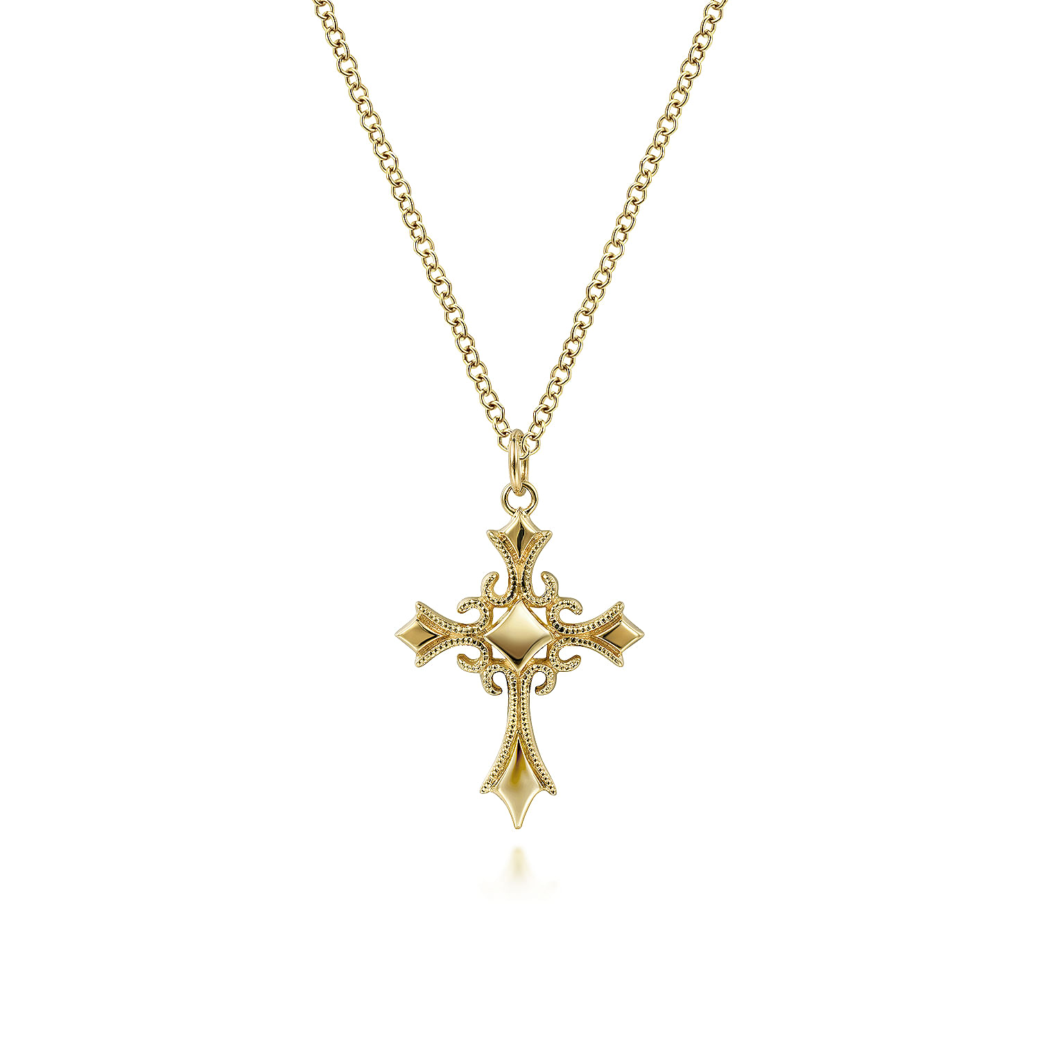 14K Gold Floral Cross hotsell Pendant Necklace VINTAGE.