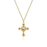 14K Yellow Gold Vintage Inspired Cross Pendant Necklace