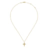 14K Yellow Gold Vintage Inspired Cross Pendant Necklace