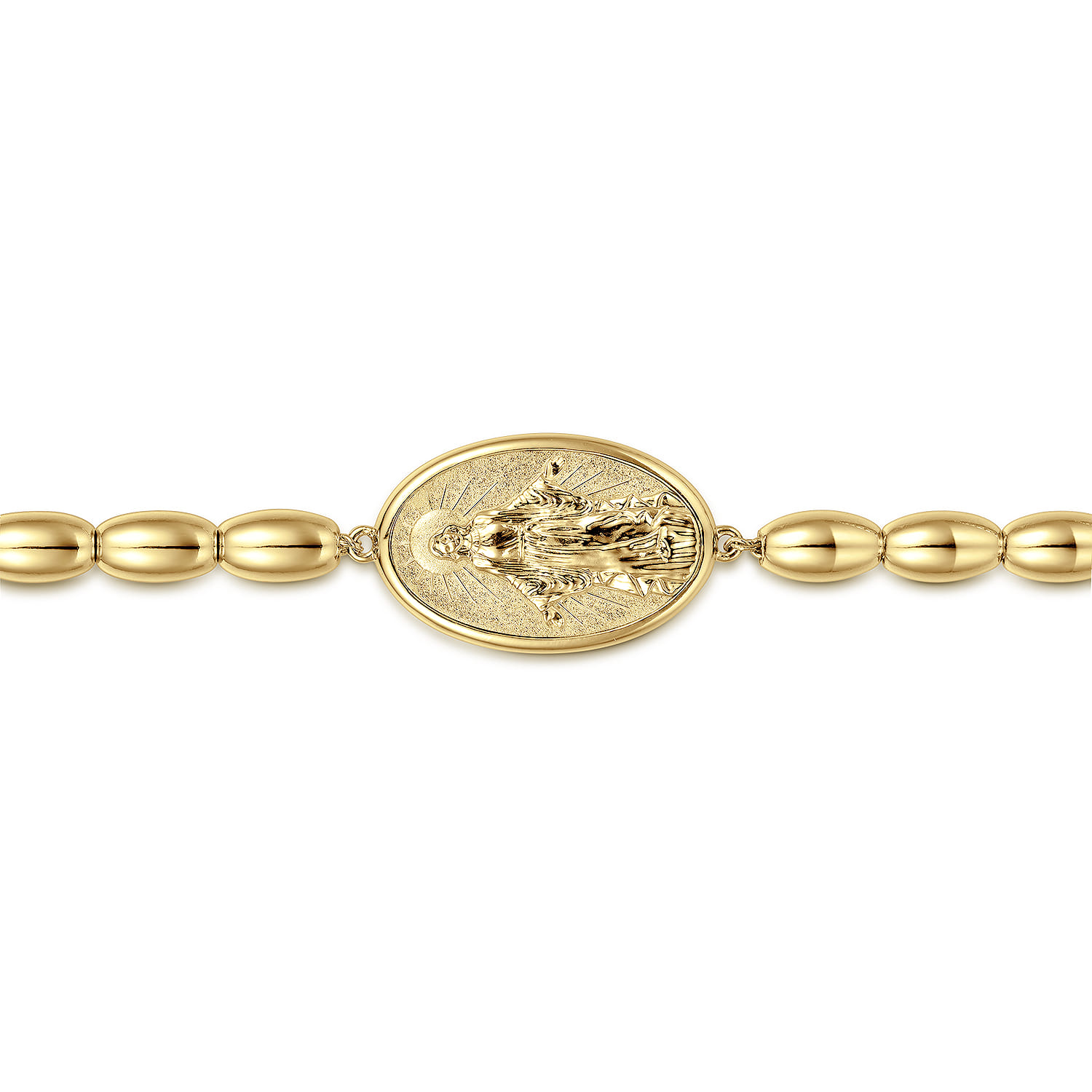 14K Yellow Gold Virgin Mary Beaded Bracelet - Shot 2