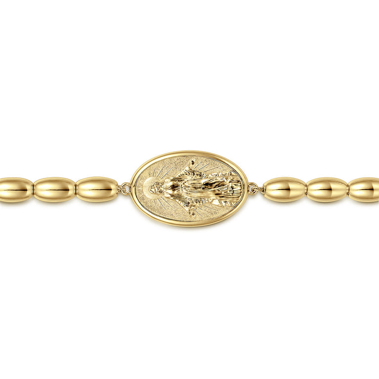 14K Yellow Gold Virgin Mary Beaded Bracelet - Shot 2