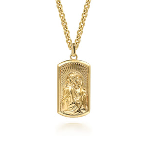 14K Yellow Gold Virgin Mary  Jesus Men's Pendant