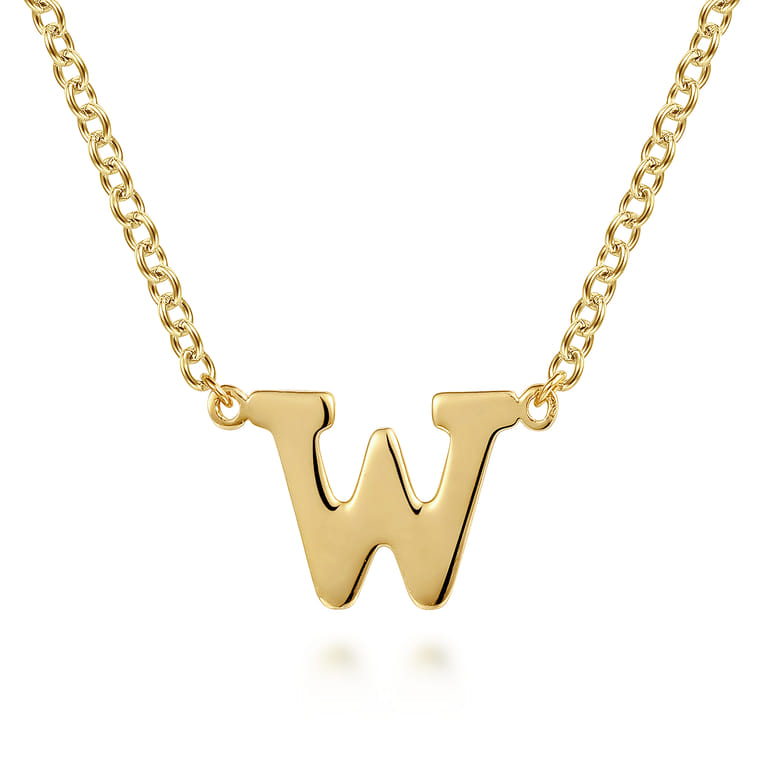 14K Yellow Gold W Initial Necklace - Shot 1