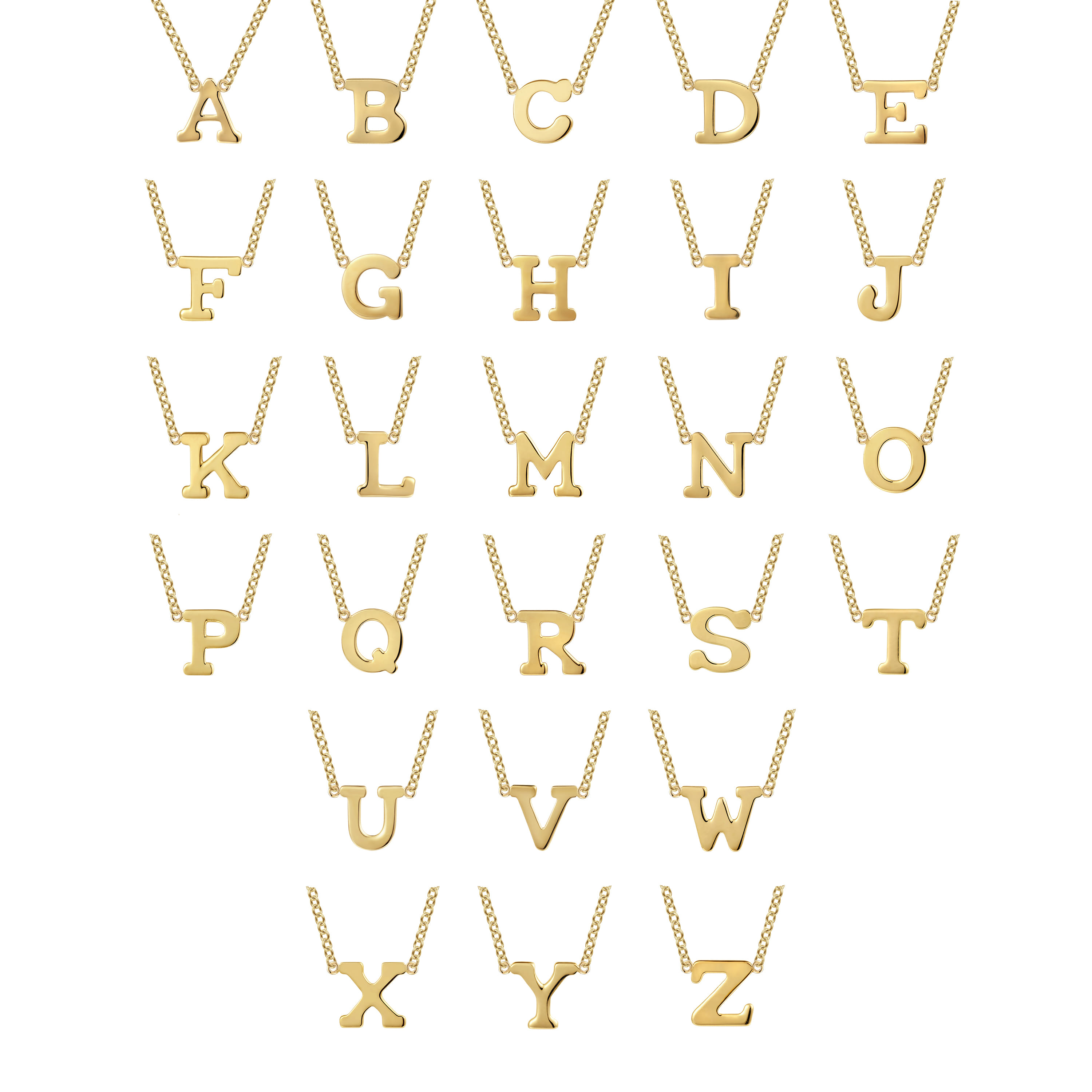 14K Yellow Gold W Initial Necklace - Shot 4