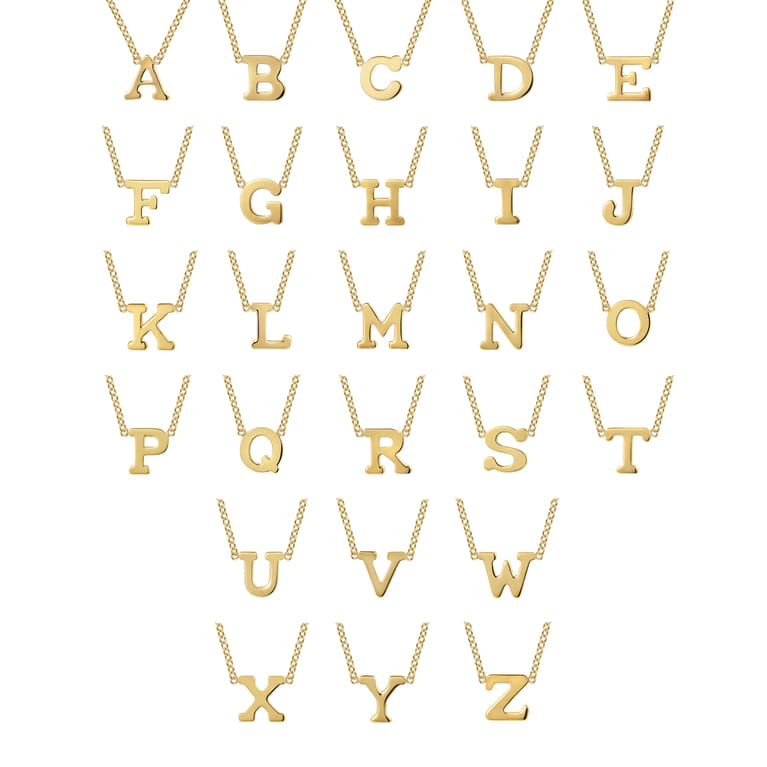 14K Yellow Gold W Initial Necklace - Shot 4