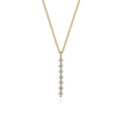 14K Yellow Gold White Sapphire Bar Necklace