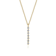 14K Yellow Gold White Sapphire Bar Necklace