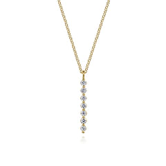 14K Yellow Gold White Sapphire Bar Necklace