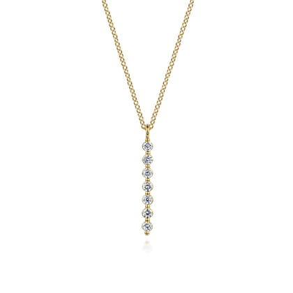 14K Yellow Gold White Sapphire Bar Necklace