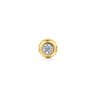 14K Yellow Gold White Sapphire Bezel Set Flat Back Stud Single Earring
