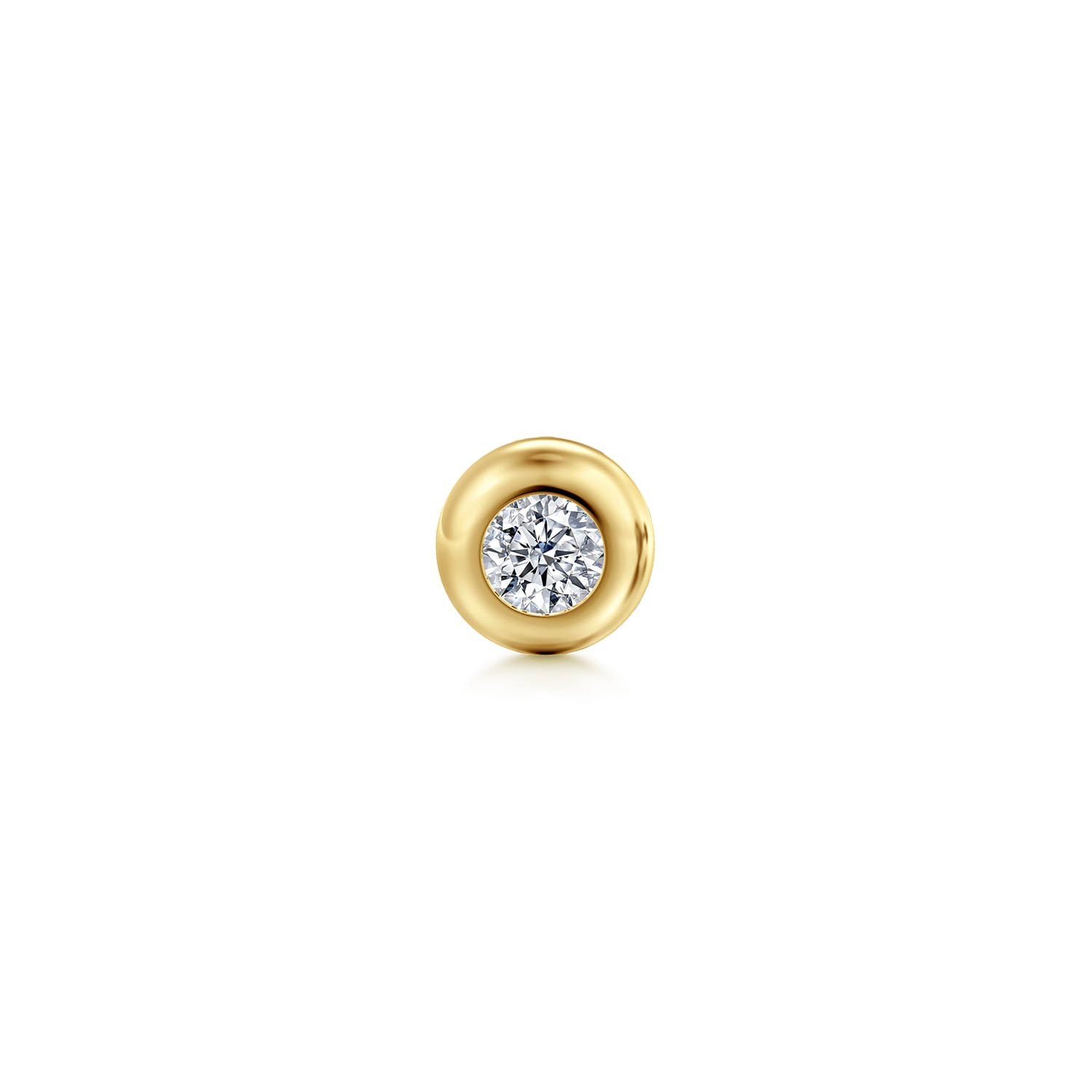 14K Yellow Gold White Sapphire Bezel Set Single Flatback Stud Earring - Shot 1