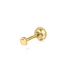 14K Yellow Gold White Sapphire Bezel Set Single Flatback Stud Earring