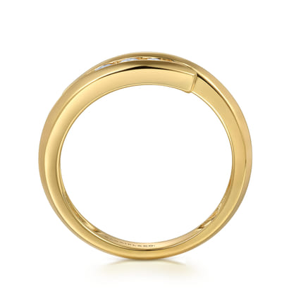 14K Yellow Gold White Sapphire Ladies Ring