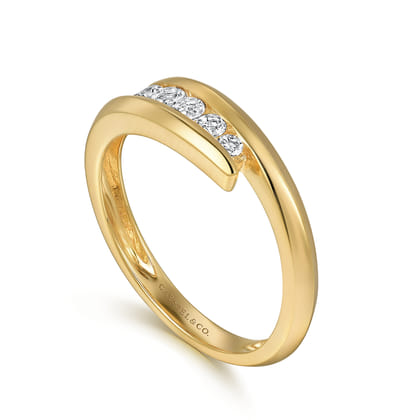 14K Yellow Gold White Sapphire Ladies Ring