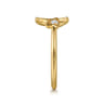 14K Yellow Gold White Sapphire Moon and Star Open Ladies Ring