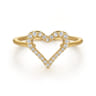 14K Yellow Gold White Sapphire Open Heart Ladies Ring