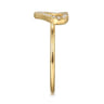 14K Yellow Gold White Sapphire Open Heart Ladies Ring