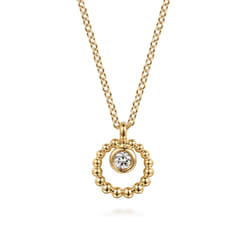 14K Yellow Gold White Sapphire Pendant Necklace-Bujukan