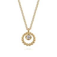 14K Yellow Gold White Sapphire Pendant Necklace-Bujukan