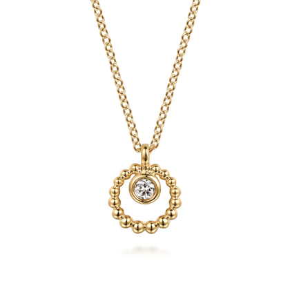 14K Yellow Gold White Sapphire Pendant Necklace-Bujukan