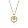 14K Yellow Gold White Sapphire Pendant Necklace-Bujukan