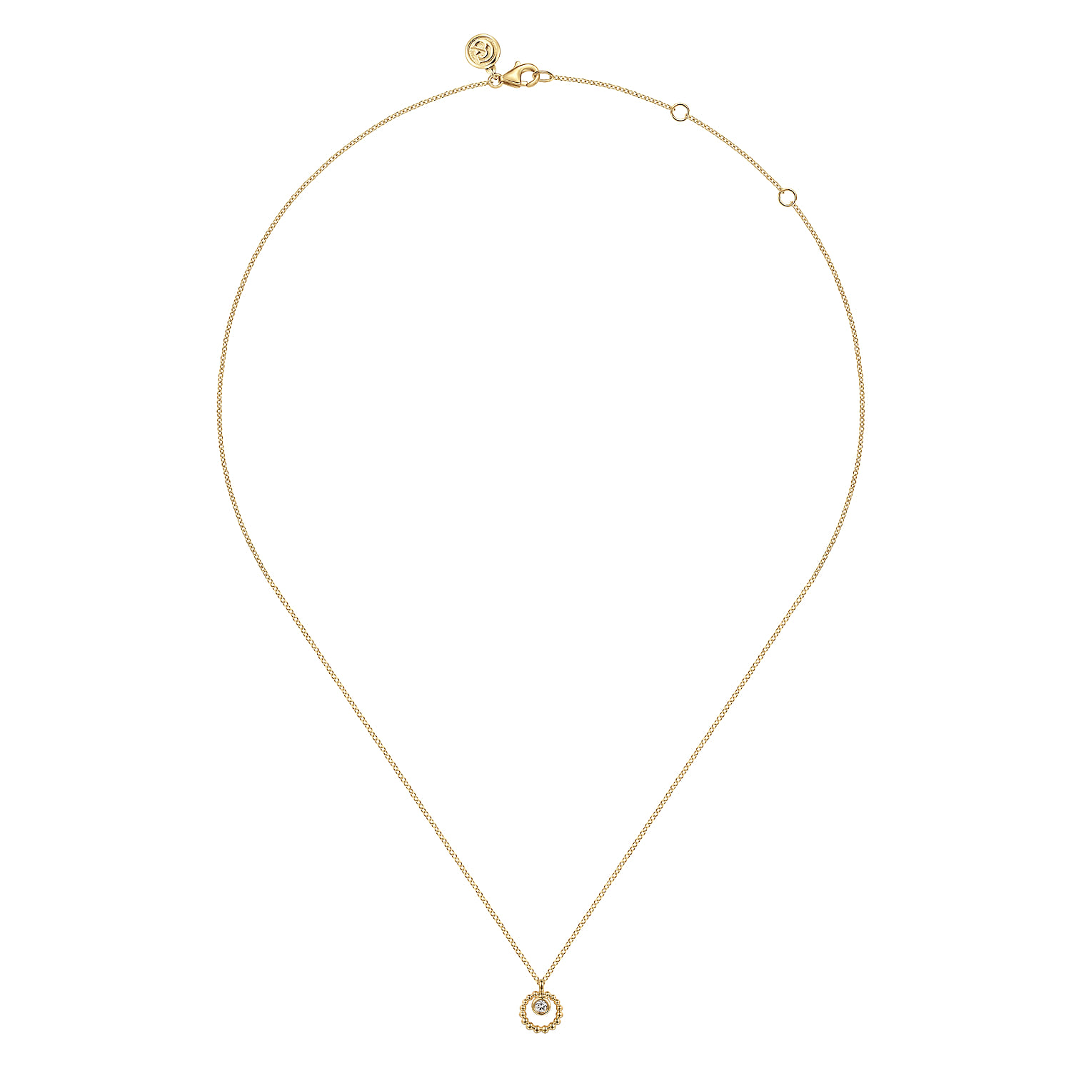 14K Yellow Gold White Sapphire Pendant Necklace-Bujukan - Shot 2
