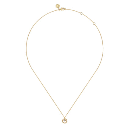 14K Yellow Gold White Sapphire Pendant Necklace-Bujukan