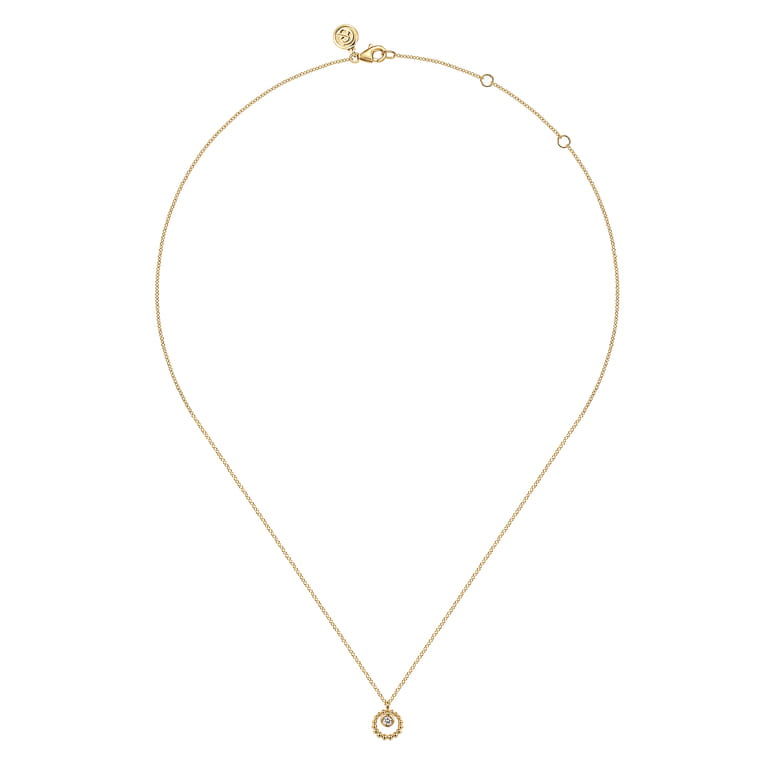 14K Yellow Gold White Sapphire Pendant Necklace-Bujukan - Shot 2